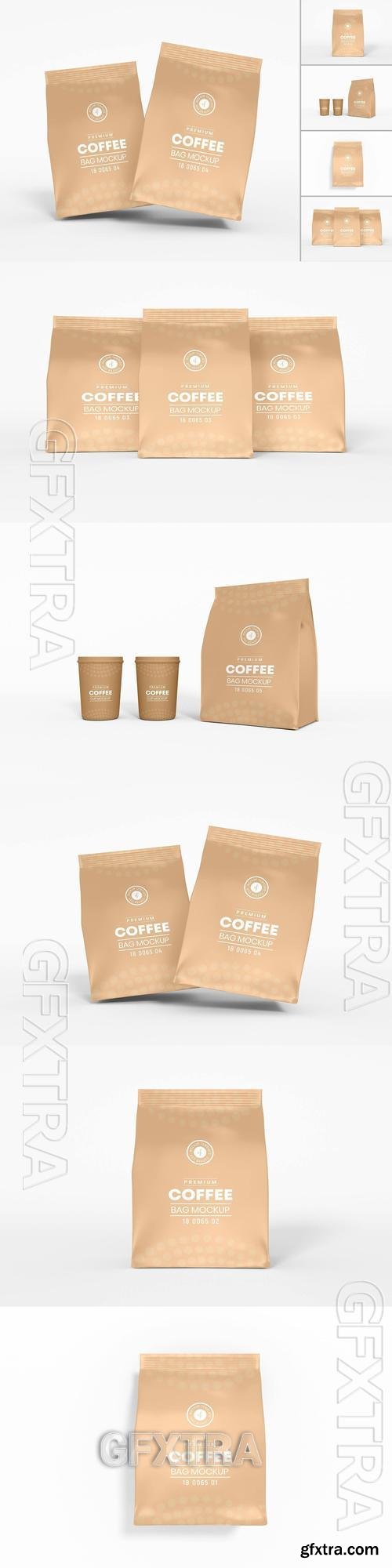 Glossy Paper Coffee Bag Branding Mockup Set V44EJCJ