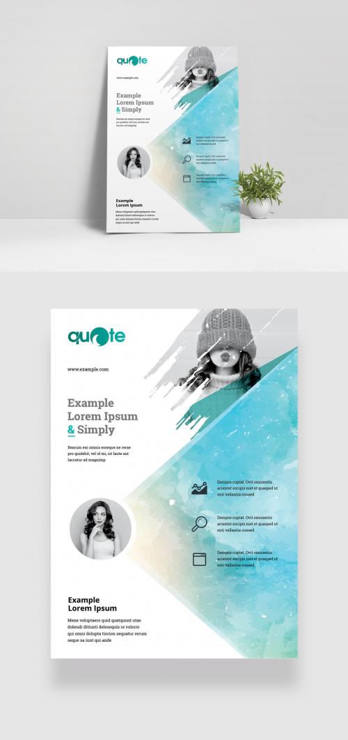 Adobe Stock - Business Flyer Layout with Watercolor Brush Design - 363930844