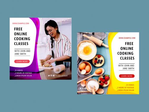 Adobe Stock - Online Cooking Courses Social Media Layout - 363938818