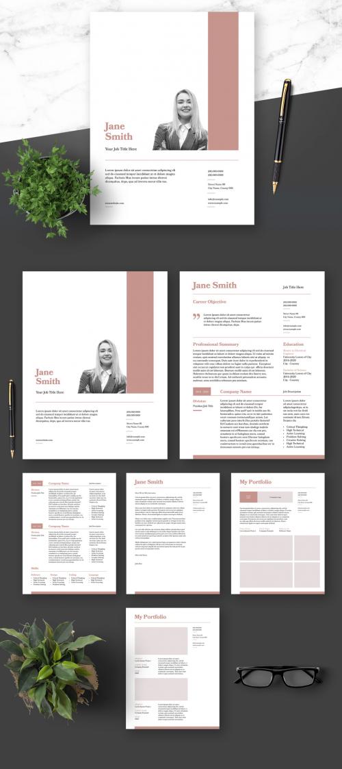 Adobe Stock - Resume Cover Letter and Portfolio Layout with Brown Elements - 364520957