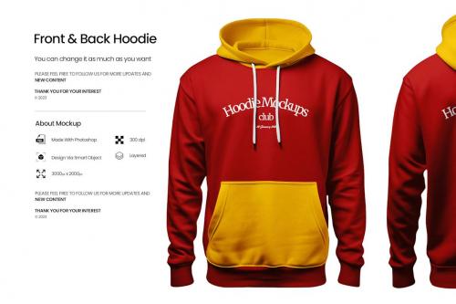 Front And Back Hoodie Mockup