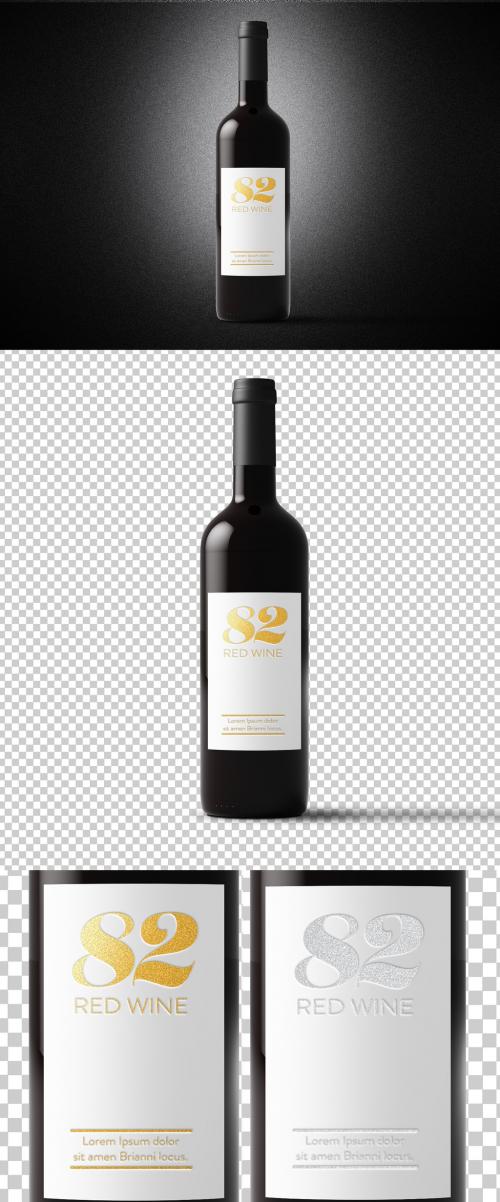 Adobe Stock - Wine Bottle Mockup with Relief Text Effect Mockup - 366094034