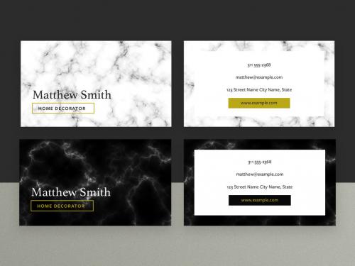 Adobe Stock - Business Card Layouts with Marble Backgrounds - 366134866