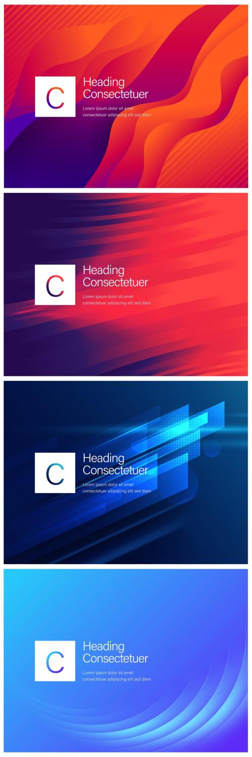 Adobe Stock - 4 Red and Blue Abstract Background Layouts - 366135967