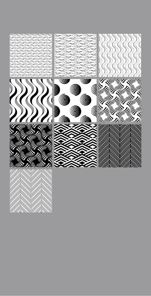Adobe Stock - Black and White Geometric Seamless Pattern Collection - 366364372