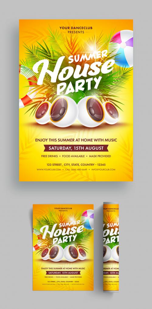 Adobe Stock - Summer House Party Poster Layout with Bright Yellow Colors - 366775494