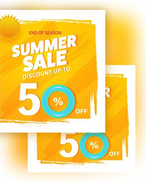 Adobe Stock - Summer Sale Banner Layout with Shiny Yellow Background - 366775534