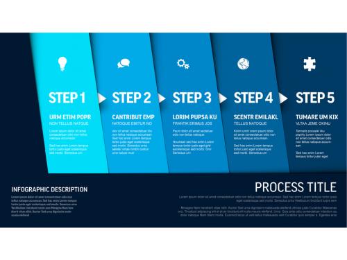 Adobe Stock - Progress Infographic with Five Blue Steps and Icons - 366782282
