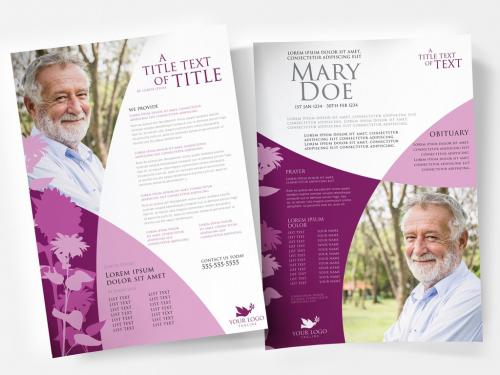 Adobe Stock - Modern Funeral Care Poster Flyer with Magenta Color Scheme - 366987408