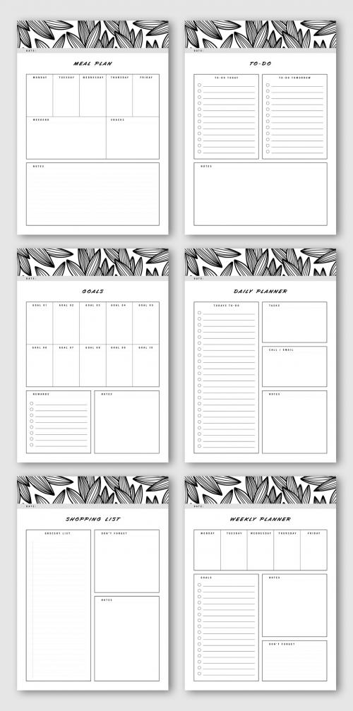 Adobe Stock - Simple Planner Set with Illustration Elements - 367591585