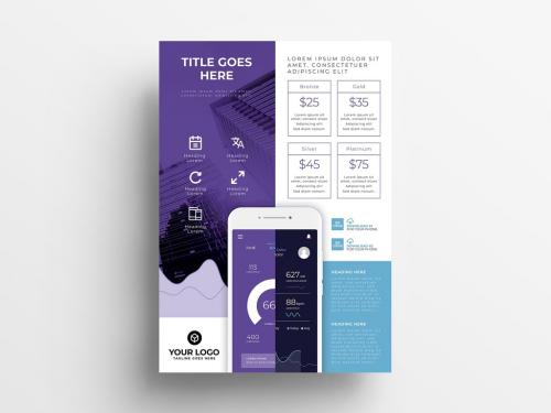 Adobe Stock - Mobile App Poster Flyer with Pricing Grid Layout - 367847495