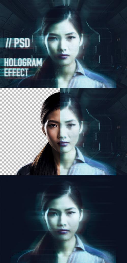Adobe Stock - Photo Hologram Effect Mockup - 368094381