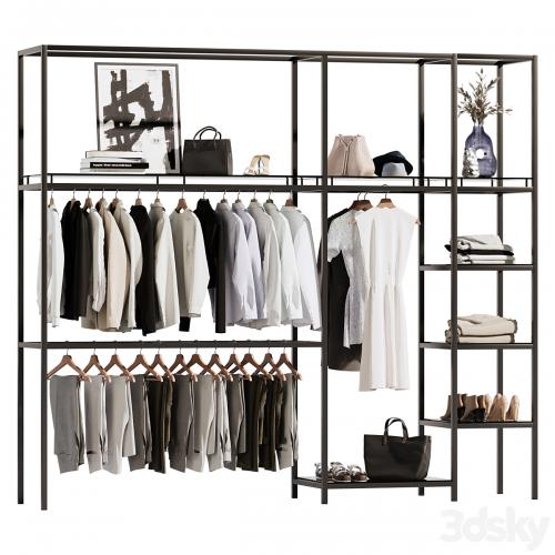 Clothes, wardrobe, rack for clothing store