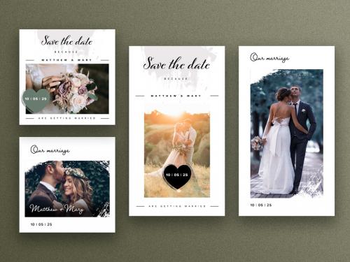 Adobe Stock - Save the Date Social Media Post Layout Set - 369733977