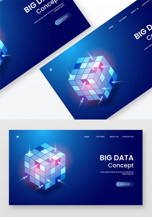 Adobe Stock - Big Data Website Hero Image Layout with Shiny Blue Cube - 371066691