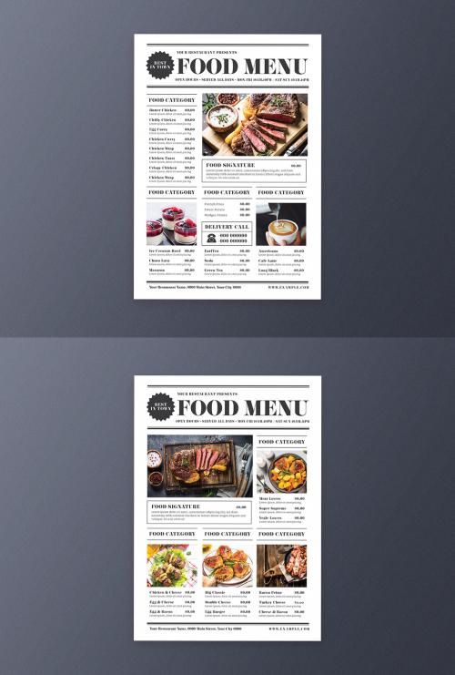 Adobe Stock - Newspaper Food Menu Layout - 371476236