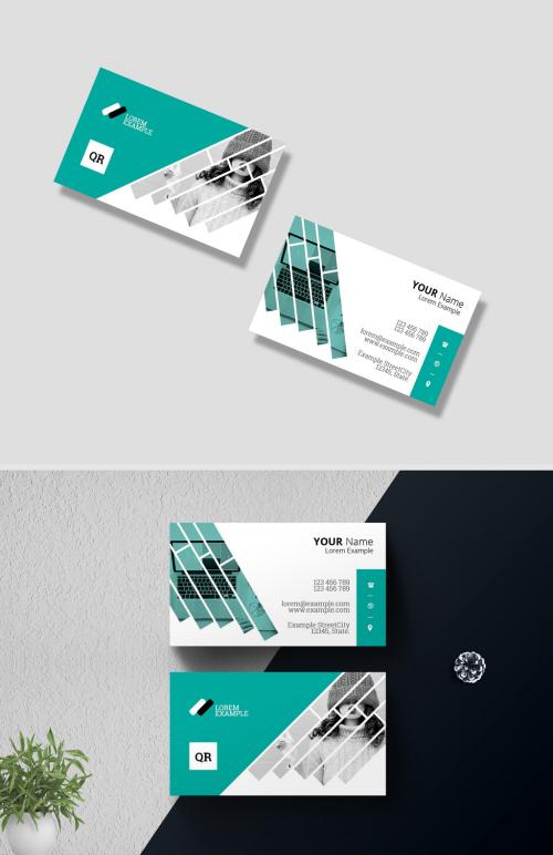 Adobe Stock - Corporate Business Card with Teal Accents - 372275900