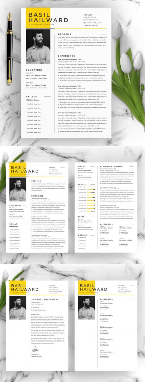 Adobe Stock - Professional Resume CV Layout with Photo Placeholder - 372517142