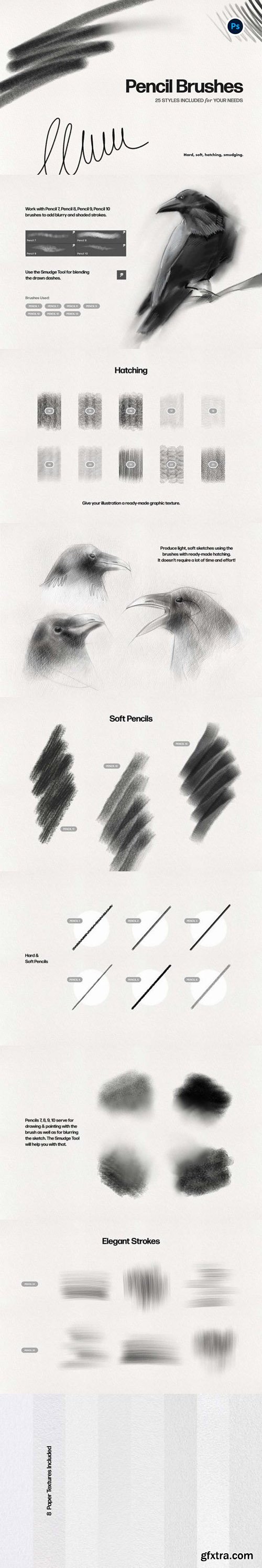 Pencil Brushes - Hand-Drawn Styles & Brushes for Photoshop