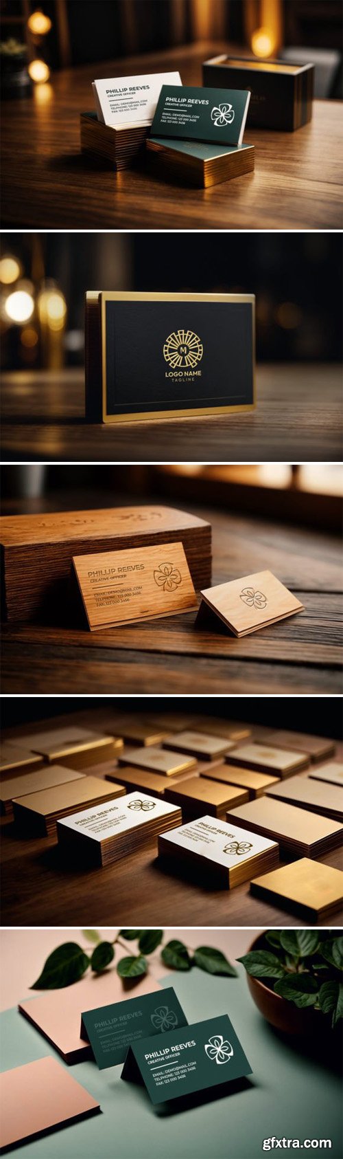 5 Luxury Business Cards PSD Mockups Templates
