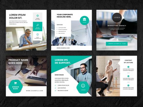 Adobe Stock - Business Social Media Layouts with Teal Accent - 373210733