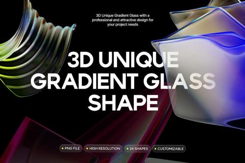 3D Unique Gradient Glass Shape