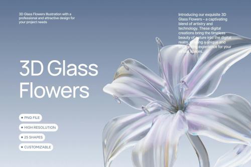 3D Glass Flower Elements