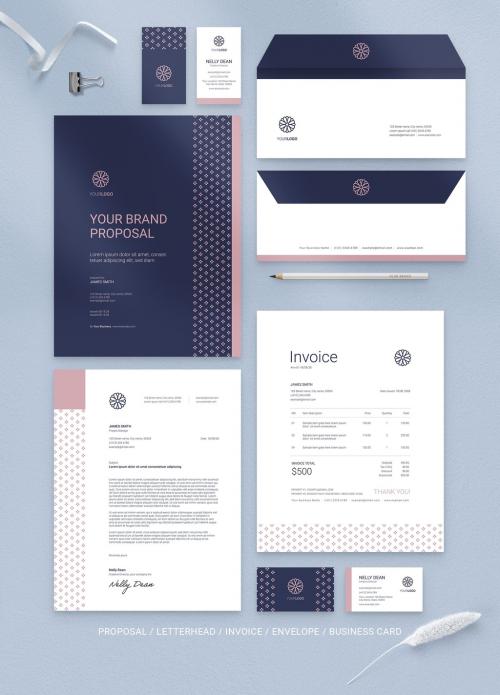 Adobe Stock - Branding Stationery Suite with Floral Logo and Minimal Style - 373743230
