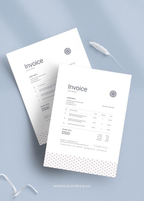 Adobe Stock - Invoice Layout with Floral Logo and Minimal Style - 373743250