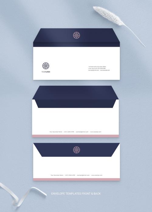 Adobe Stock - Navy and Pink Envelope Layout with Floral Logo - 373743257