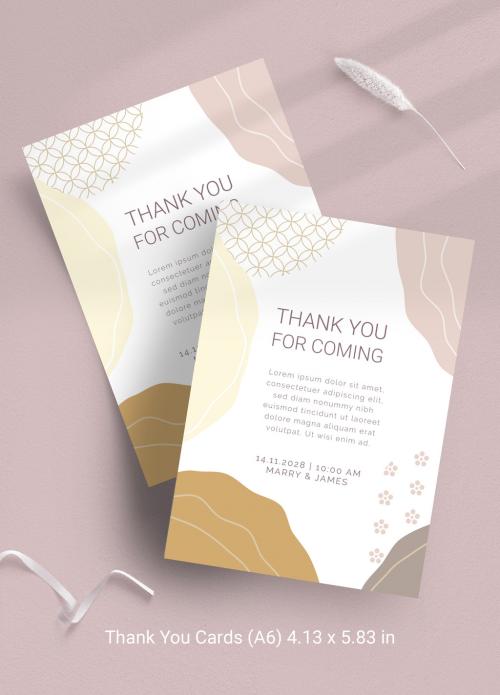 Adobe Stock - Wedding Thank You Card with Minimal Layout - 373745163