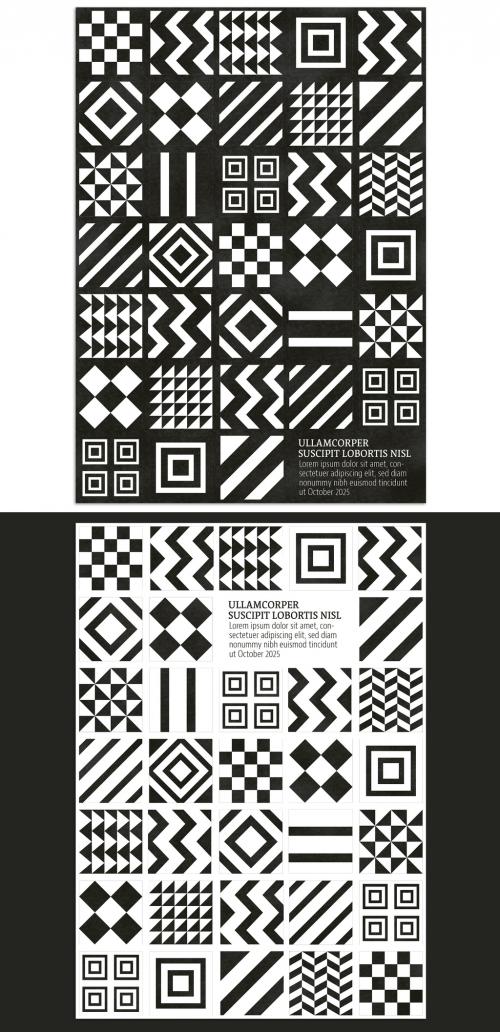 Adobe Stock - Monochrome Geometric Patterns Background Event Poster Layout - 373973233