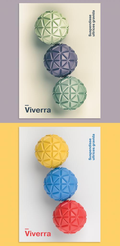 Adobe Stock - Abstract Geometric Background 3D Spheres Design Poster Layout - 374191567