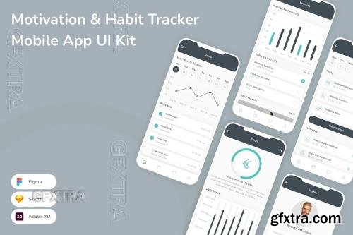 Motivation & Habit Tracker Mobile App UI Kit VRDXN67