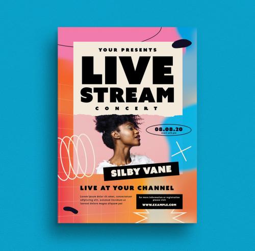 Adobe Stock - Holographic Live Stream Concert Flyer - 374351475