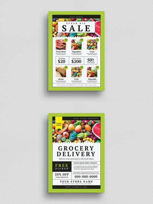 Adobe Stock - Grocery Delivery Flyer Layout - 374351488