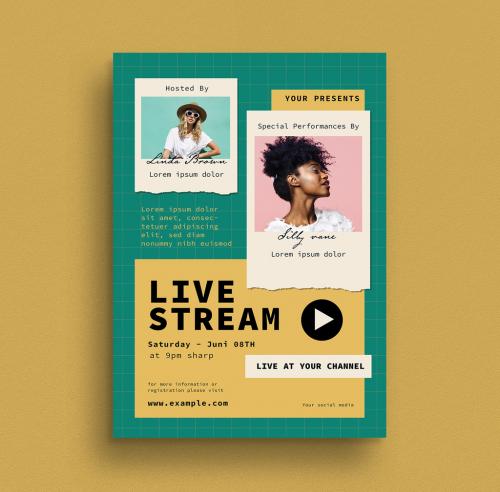 Adobe Stock - Live Stream Flyer Layout - 374351501