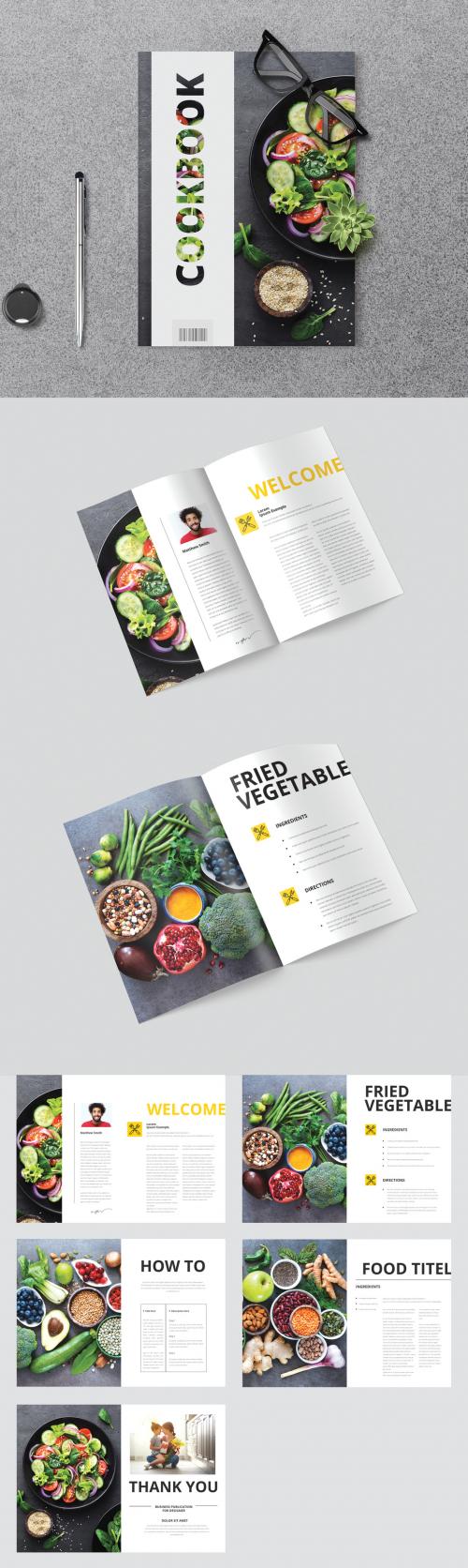 Adobe Stock - Cookbook Layout with Yellow Accents - 374363895