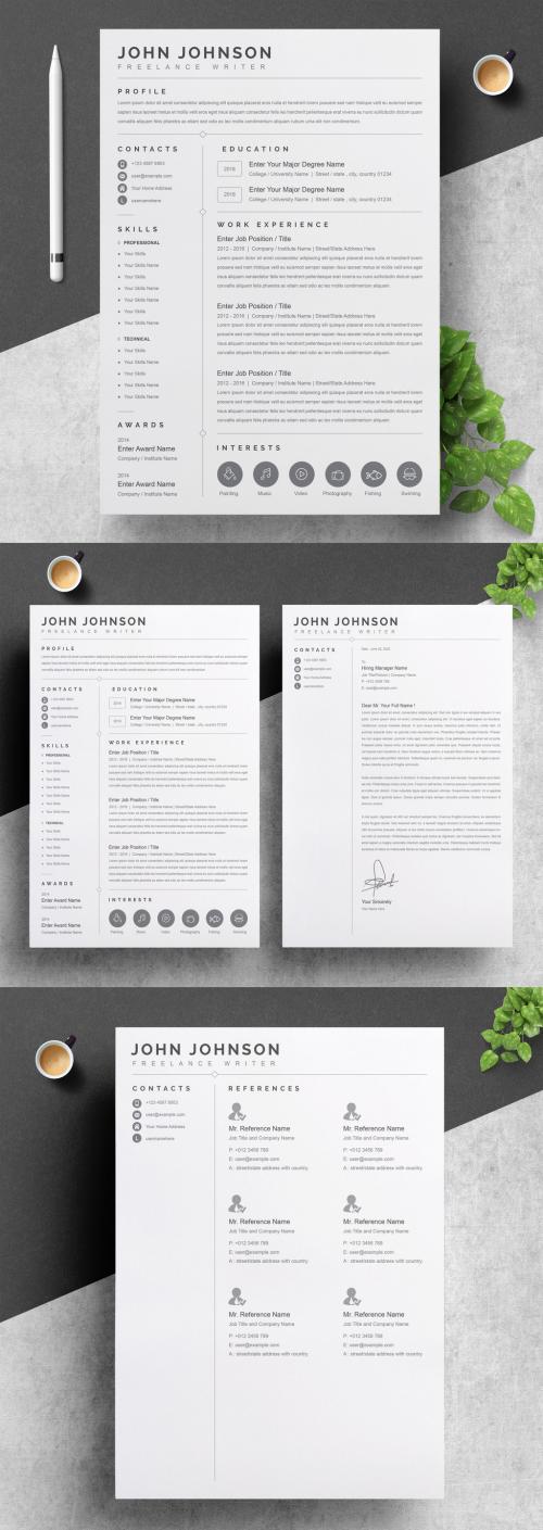 Adobe Stock - Minimalist Creative Resume and Cover Letter Layout - 374374459