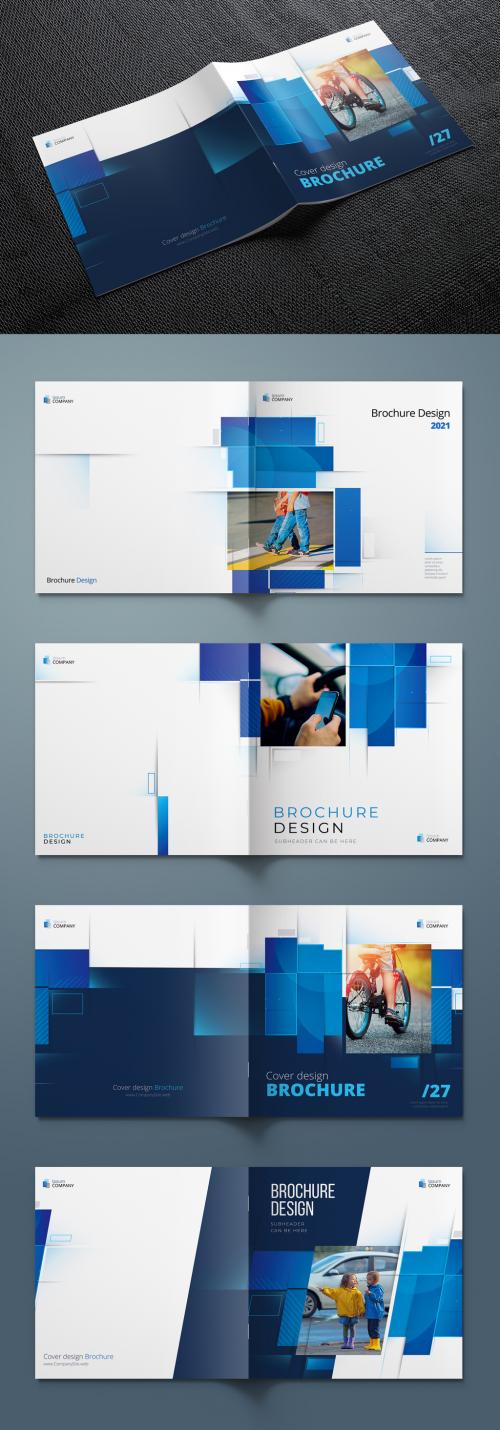 Adobe Stock - Square Report Cover Layout Set with Blue Dynamic Elements - 374945247