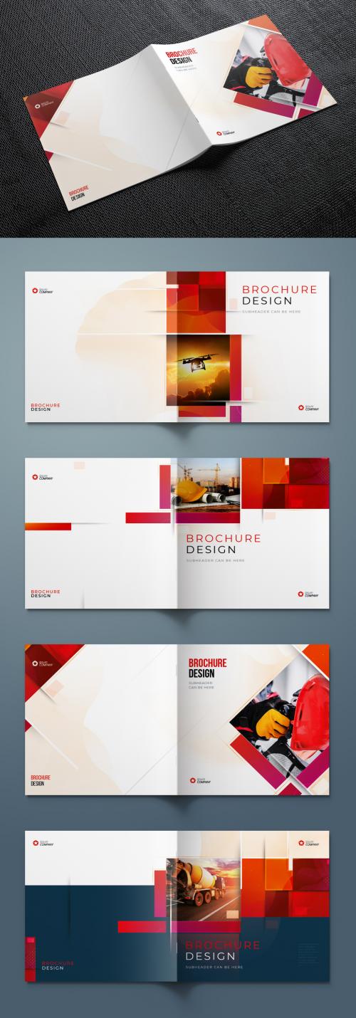 Adobe Stock - Square Report Cover Layout Set with Red Dynamic Elements - 374945555