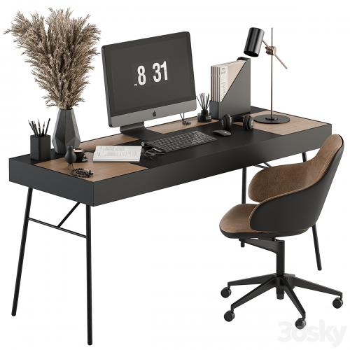 Home Office Black and Wood Table - Office Furniture 296