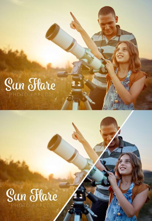Adobe Stock - Sun Flare Photo Effect Mockup - 375652789