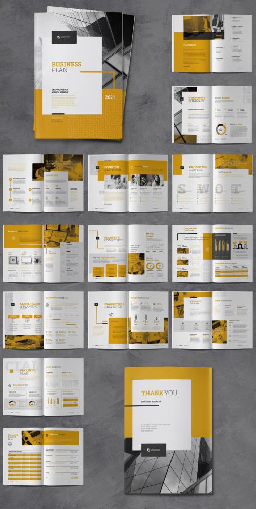 Adobe Stock - Business Plan Brochure with Yellow Accents - 375903826