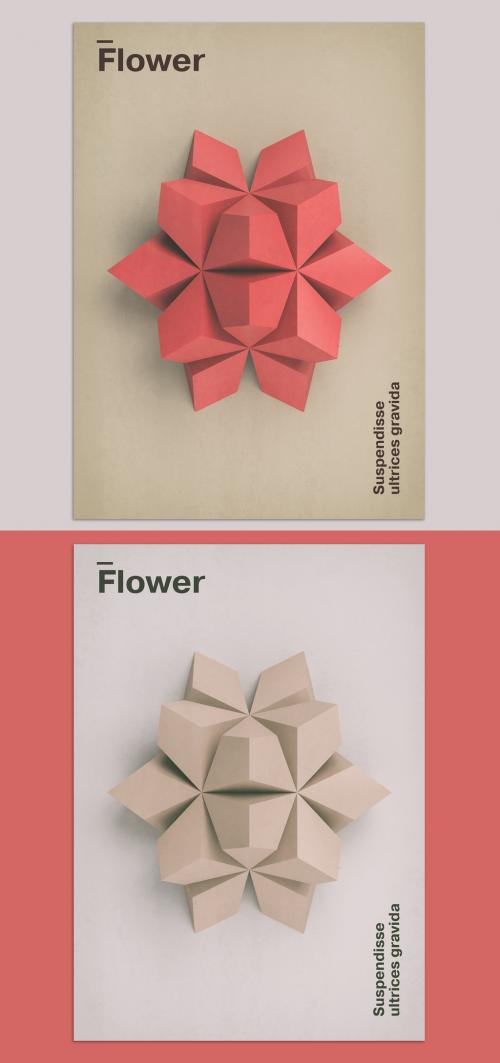 Adobe Stock - Geometric 3D Flower Art Poster Layout - 375927533