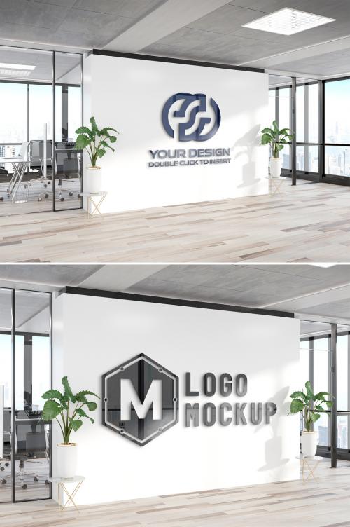 Adobe Stock - Logo on Office Wall Mockup - 376750534