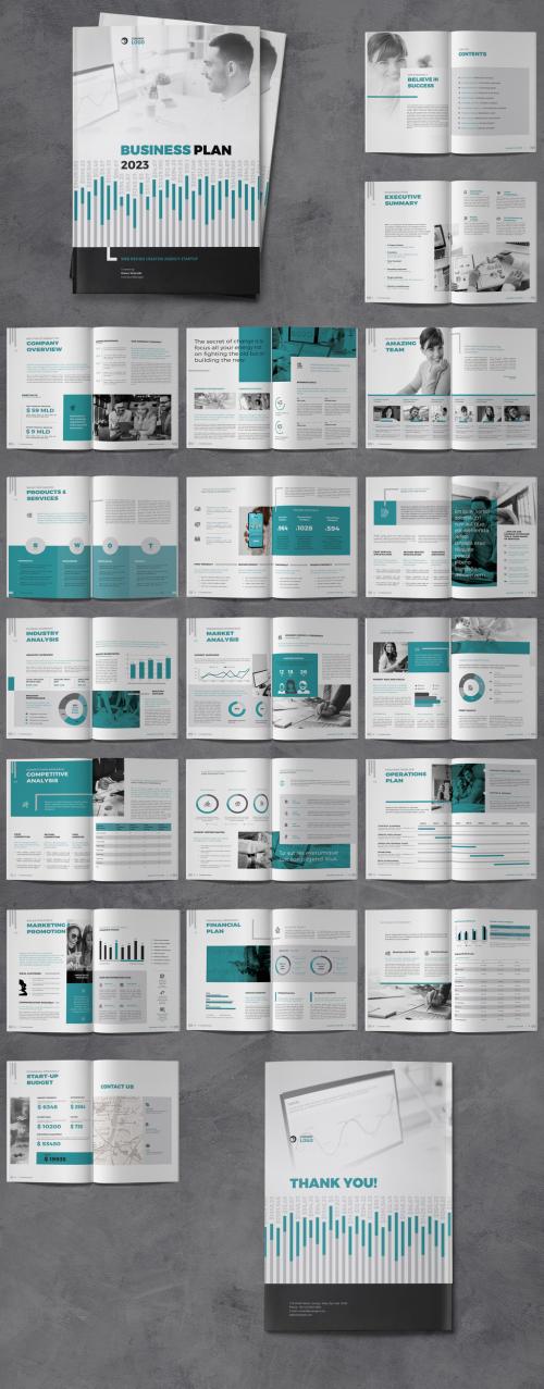 Adobe Stock - Business Plan Brochure Layout with Blue and Grey Accents - 376954278