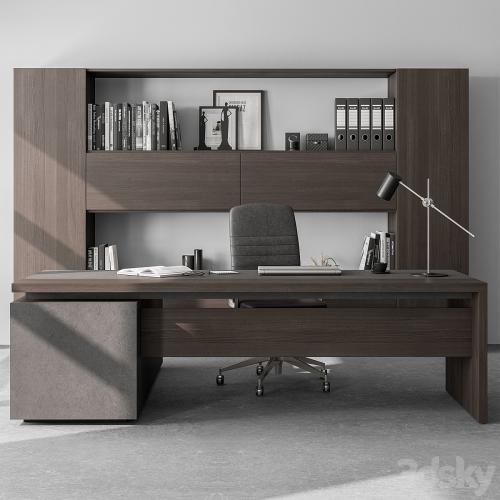 Boss Desk and Library Wooden Set - Office Furniture 298