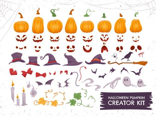 Adobe Stock - Halloween Pumpkin Illustration Art Kit - 378152404