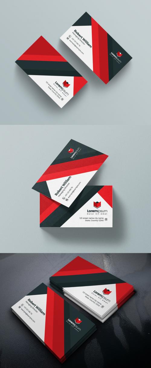 Adobe Stock - Clean Creative Business Card Layout with Red Accents - 378401449